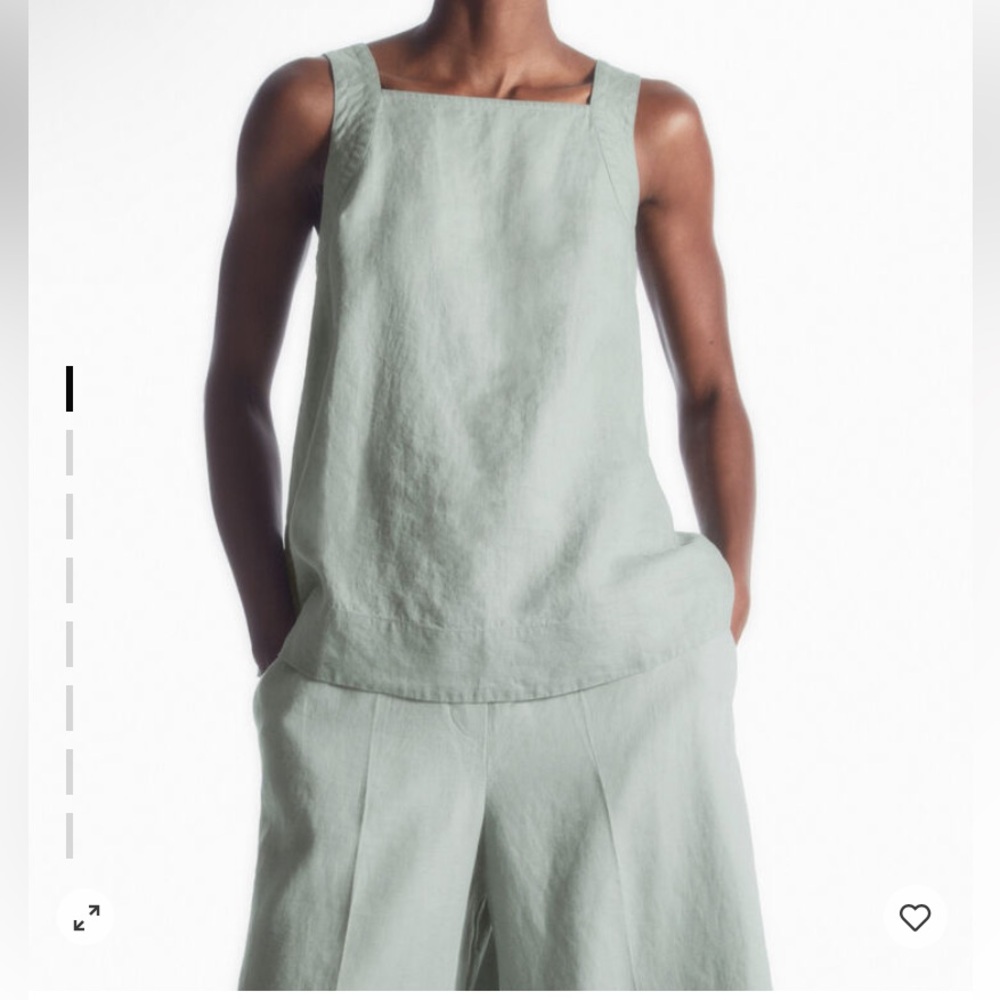 COS Pale Mint Linen Wide-Leg Jumpsuit Set - Picture 10 of 14